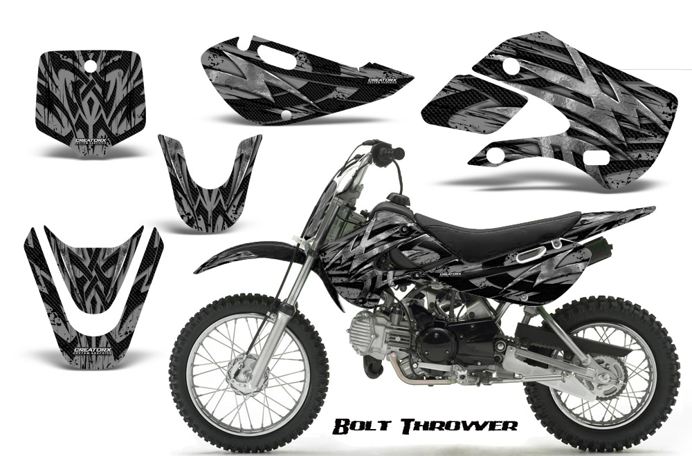 Kawasaki KLX110 KX65 Graphics Kit Bolt Thrower Silver